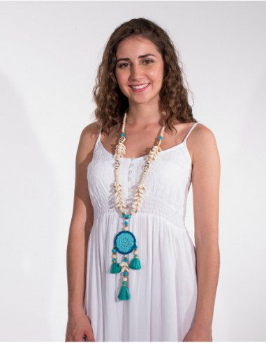 Grand collier attrape rêve et coquillage