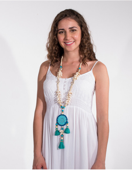 Grand collier attrape rêve et coquillage