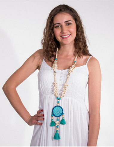 Grand collier attrape rêve et coquillage