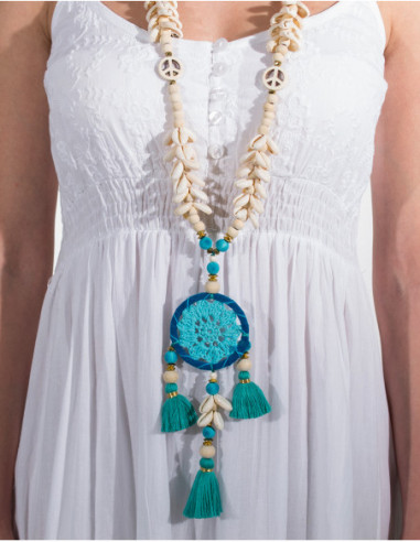 Grand collier attrape rêve et coquillage