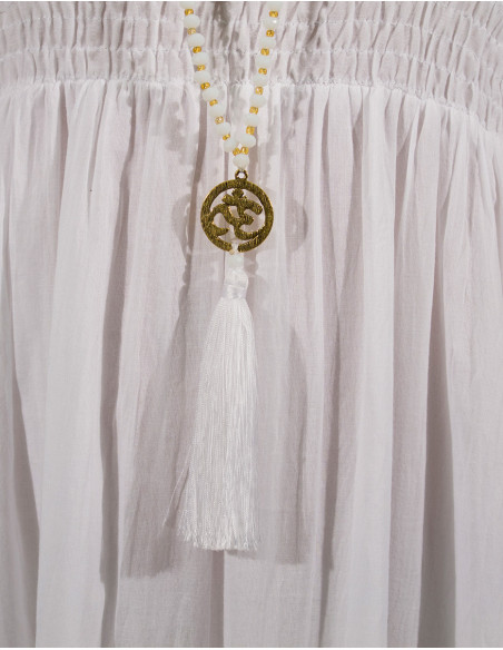 Long necklace with small tassel beads