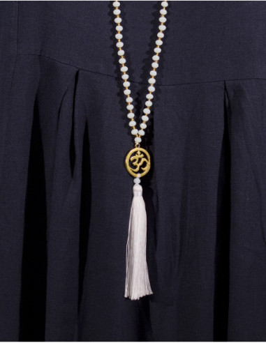 Long pendentif petites perles pompons