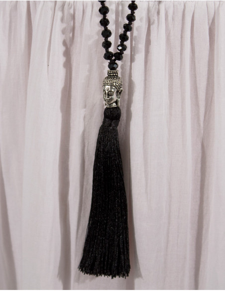 Long collier de perles tete de bouddha