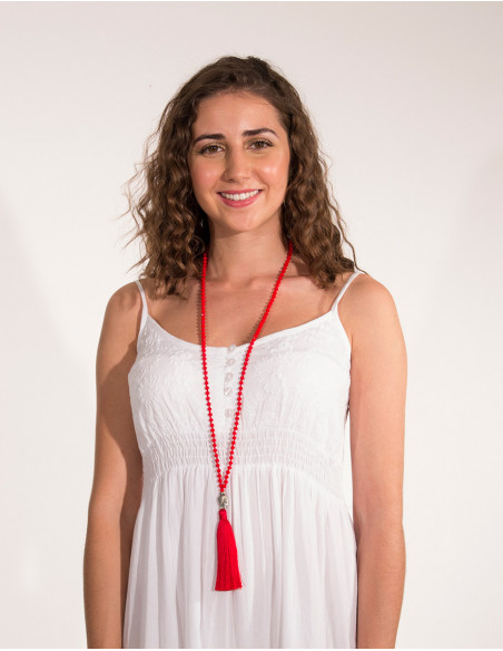 Long collier de perles tete de bouddha