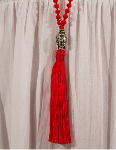 Long collier de perles tete de bouddha