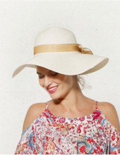 Chapeau blanc pour femme ruban marron 2