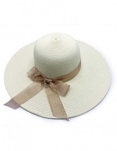 Chapeau blanc pour femme ruban marron