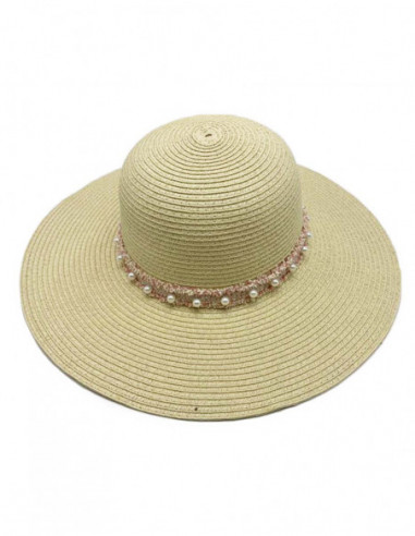 Chapeau femme style capeline à perle