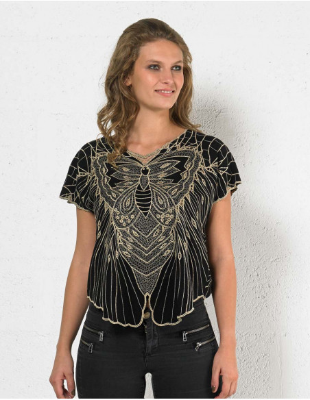 Rayon blouse with embroideries