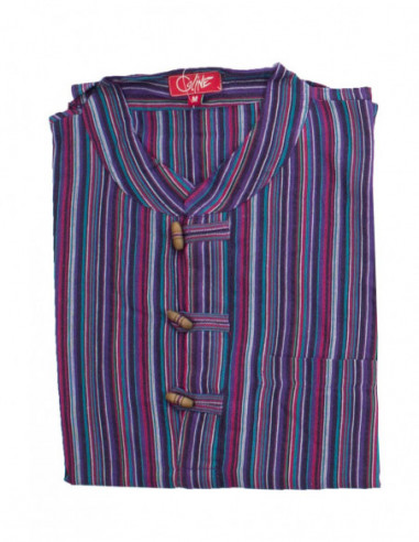 chemise homme rayée ethnique mauve