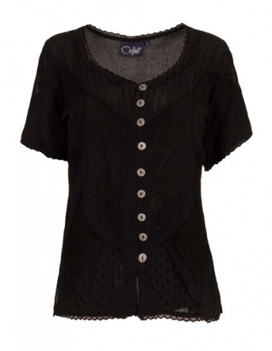 Rayon mosscrepe blouse with short sleeve