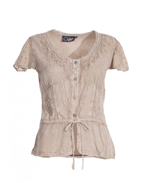 Rayon blouse with short sleeves
