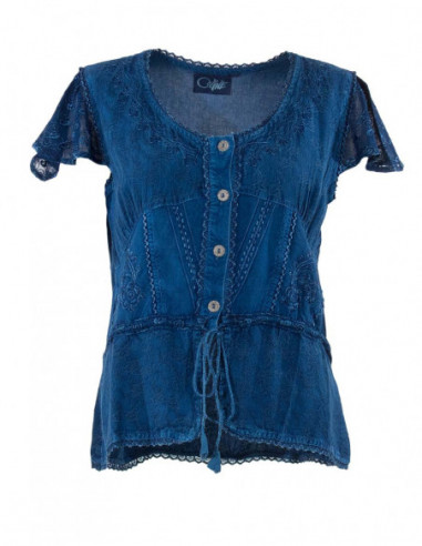 Rayon blouse with short sleeves