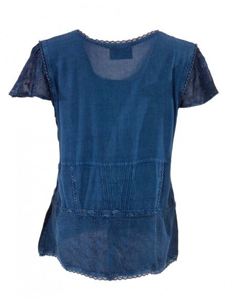 Rayon blouse with short sleeves