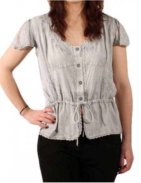 Rayon blouse with short sleeves