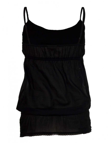 Top femme élégant brodé noir