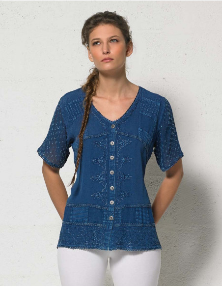 Blouse femme viscose brodée