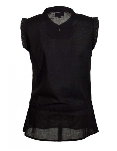 Blouse femme coton sans manches noire