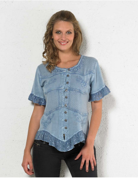 Chemisier femme viscose brodé