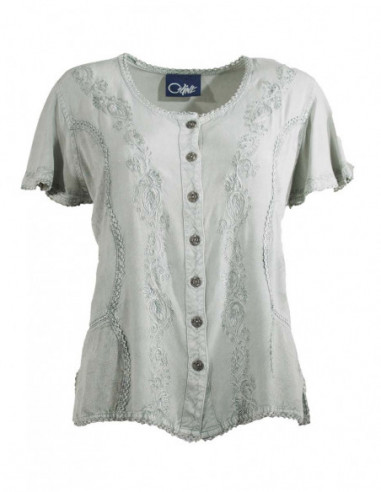 Chemisier viscose brodé manches courtes
