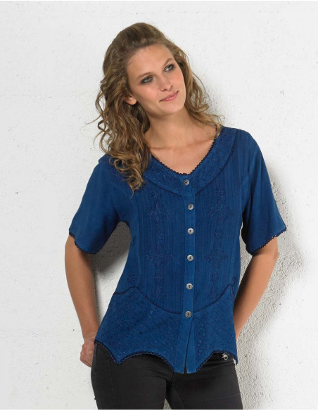 Chemisier femme viscose brodé