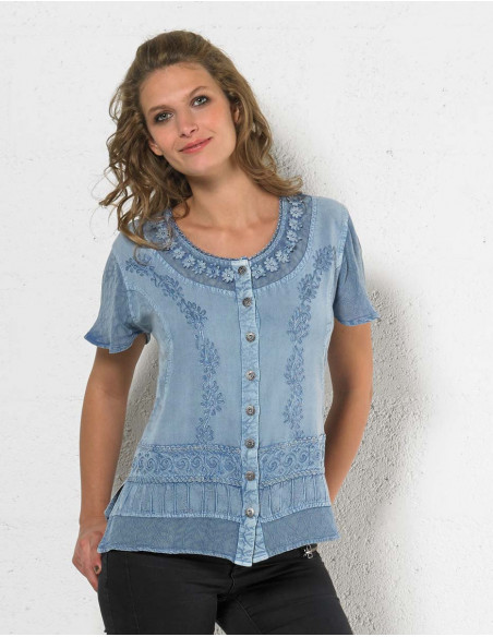 Chemisier viscose brodé