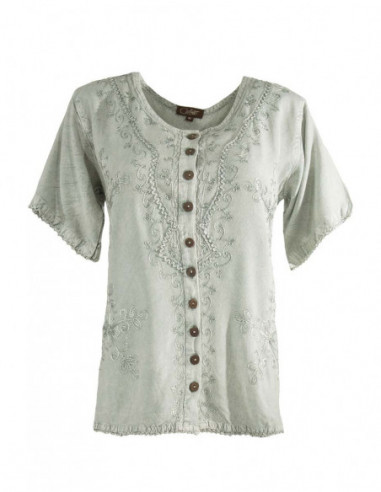 Blouse Viscose Brodé manches courtes