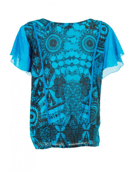 Blouse Coton Voile Double Manches turquoise