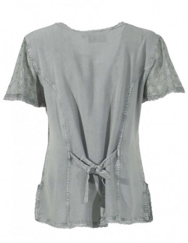 Short sleeve voile blouse