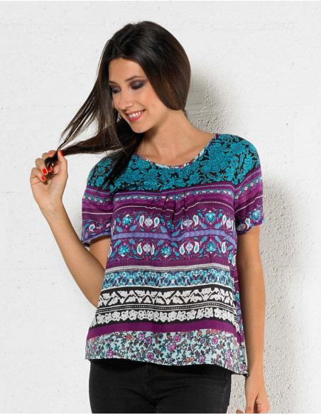 Chemisier femme coupe ample imprimé indien