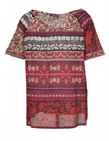 Cotton voile blouse with short sleeves