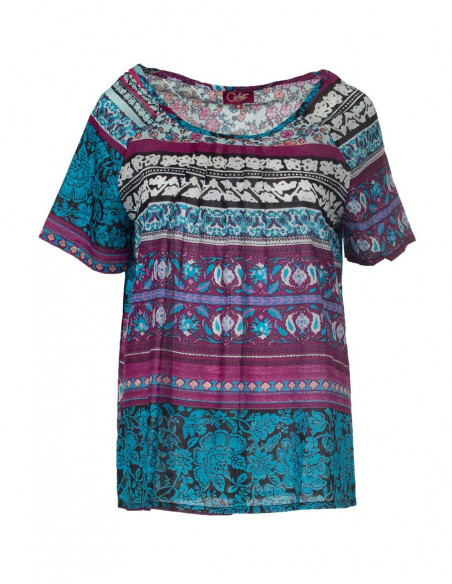 Cotton voile blouse with short sleeves