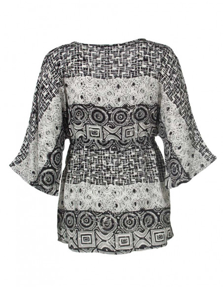 Blouse femme viscose noir et blanc