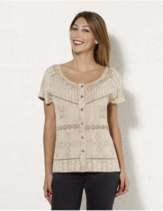Chemisier femme viscose avec broderies