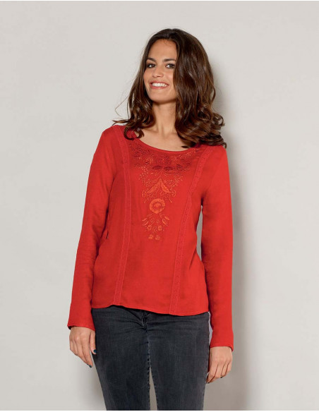 Blouse femme brodée fleurs