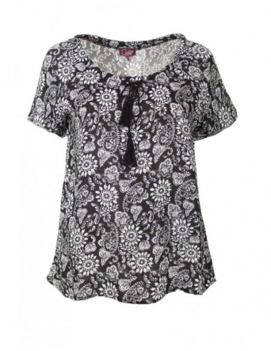 Blouse à fleur romantique couleur noire