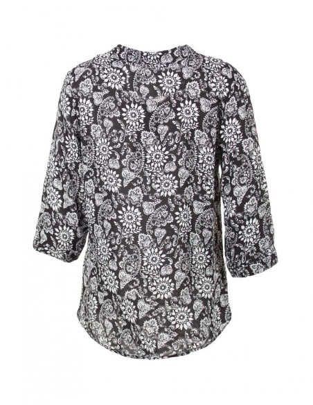 Blouse imprimé fleur noir