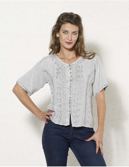 chemisier brodé viscose