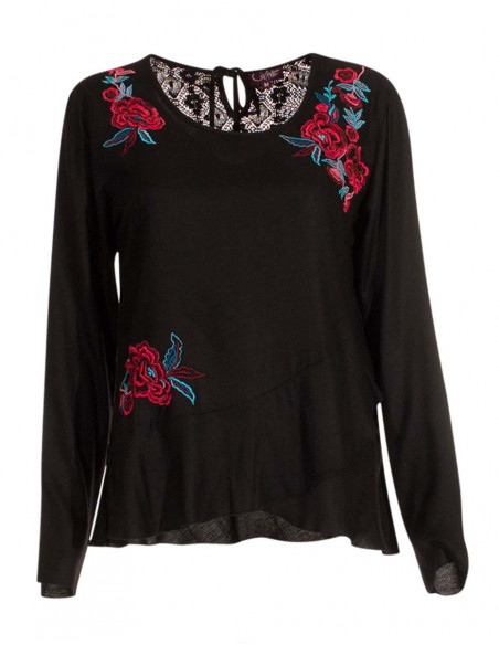 Women's top in embroidered viscose