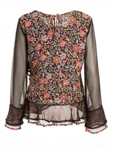 Top femme à volants transparents