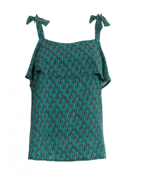 Ruffled top tied on the shoulders