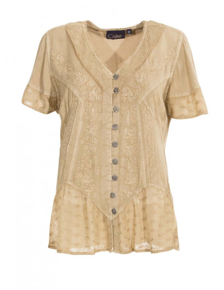 Embroidered stonewash blouse