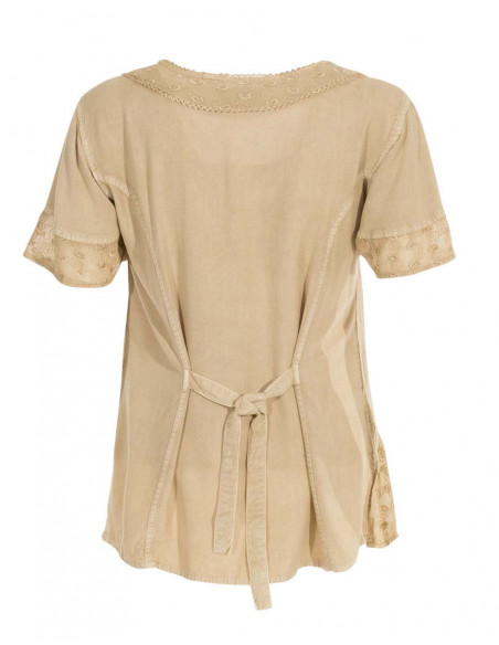 Embroidered stonewash blouse