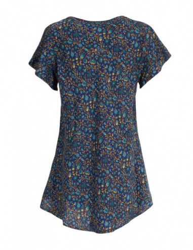 Blouse encolure en V manches courtes tons marine