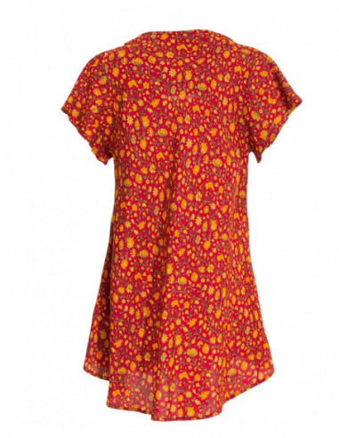 Blouse fluide et ample manches courtes tons rouges et orange