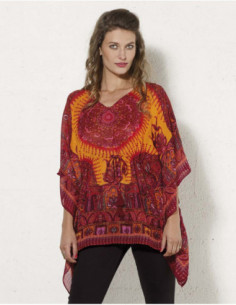 blouse ethnique aux couleurs orangées