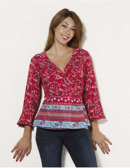 Top femme cache-coeur style hispanique