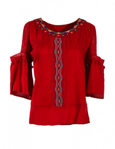 Fluid and loose top with open sleeves
