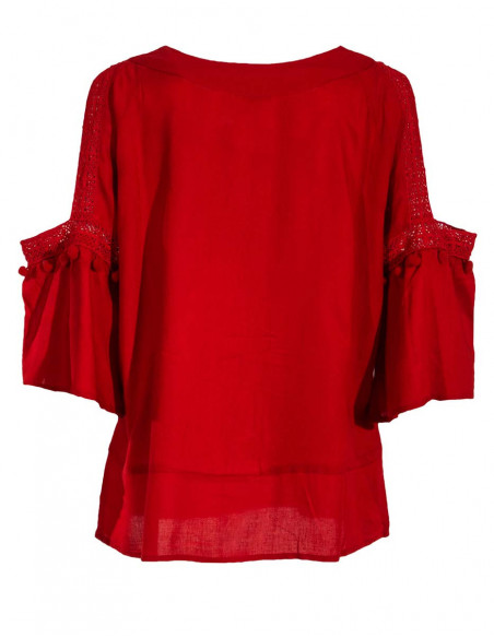 Fluid and loose top with open sleeves