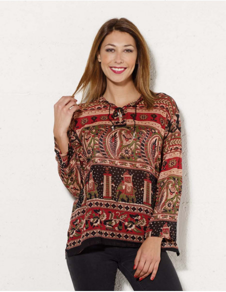 Blouse indienne pour femme tons marrons